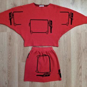 Kid Girl S 6 7 Red Sweater Skirt Set Dolman Sleeve